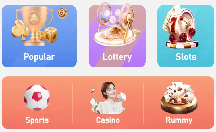 Pak games, lottery, live casino, roulette, sports